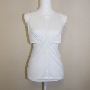 White Fabletics Criss-Cross Open Back Tank Top